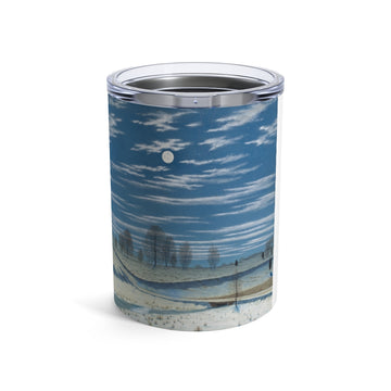 New Attitude White Tumbler at Night With Full Moon 10oz