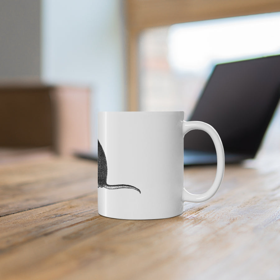 New Attitude White Ceramic Mug With Mouse  11oz